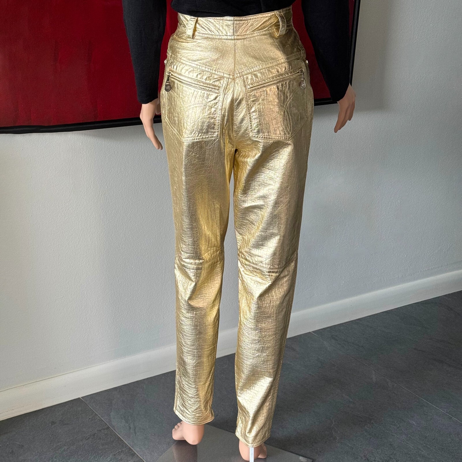 GIANNI VERSACE metallic gold leather pants size IT 40/42 from F/W 1994/95
