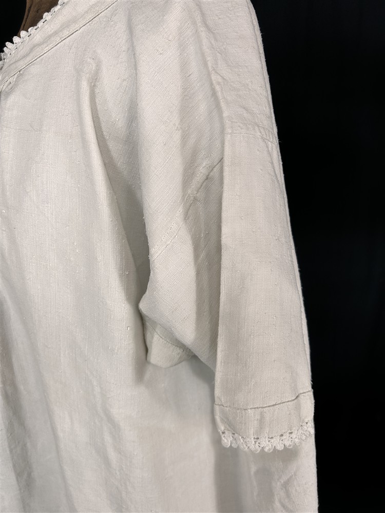 antique chemise shift white linen bust 54 drop shoulder 18th c replica