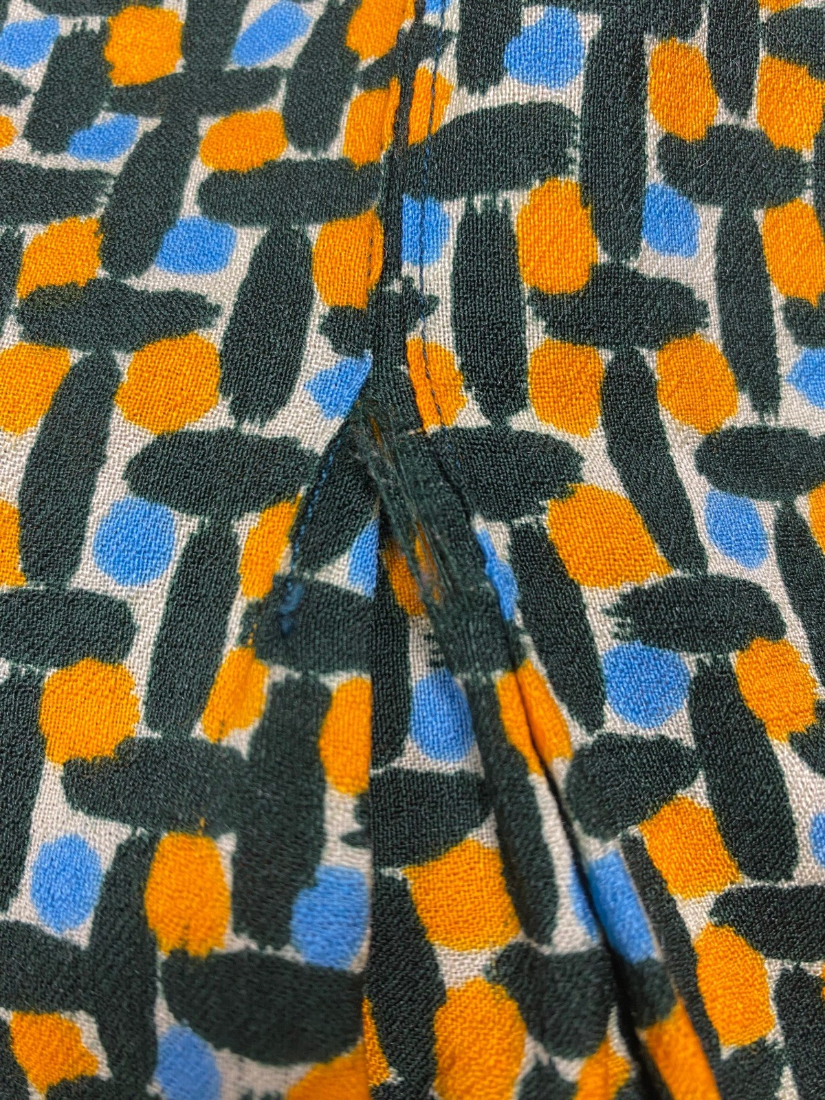 Yves Saint Laurent Fall 1973 Blue Yellow Print Flared Skirt FR 38 Vintage 1970’s