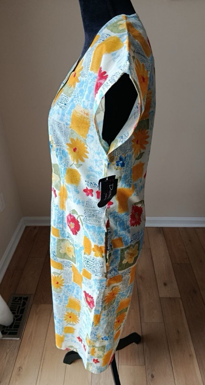 Vintage 1970 Guy Dubois New Floral Print Midi Dress Medium Made in France