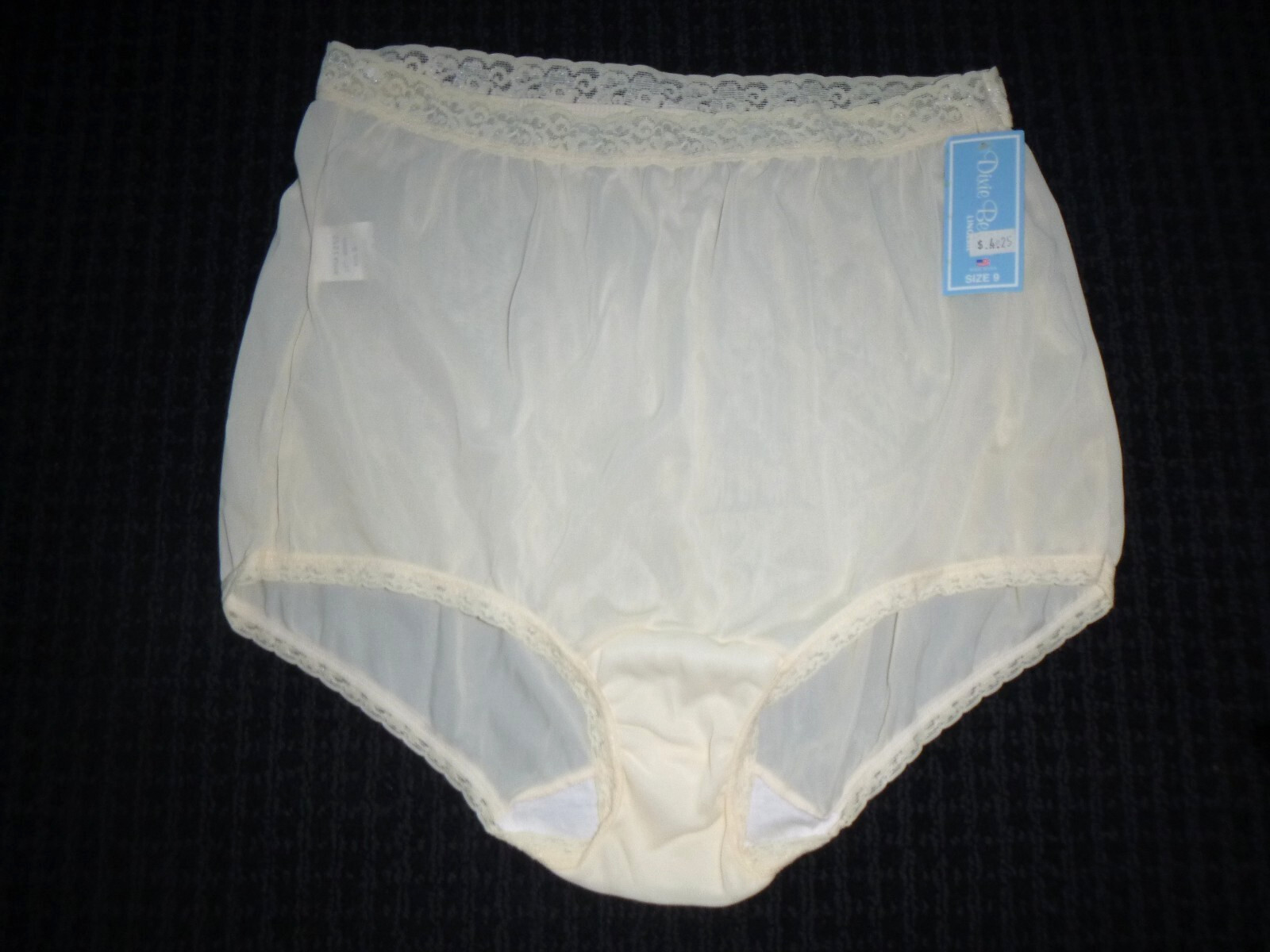 NOS Vtg Dixie Belle Off White Nylon Granny Panties Mushroom Gusset Sz 9
