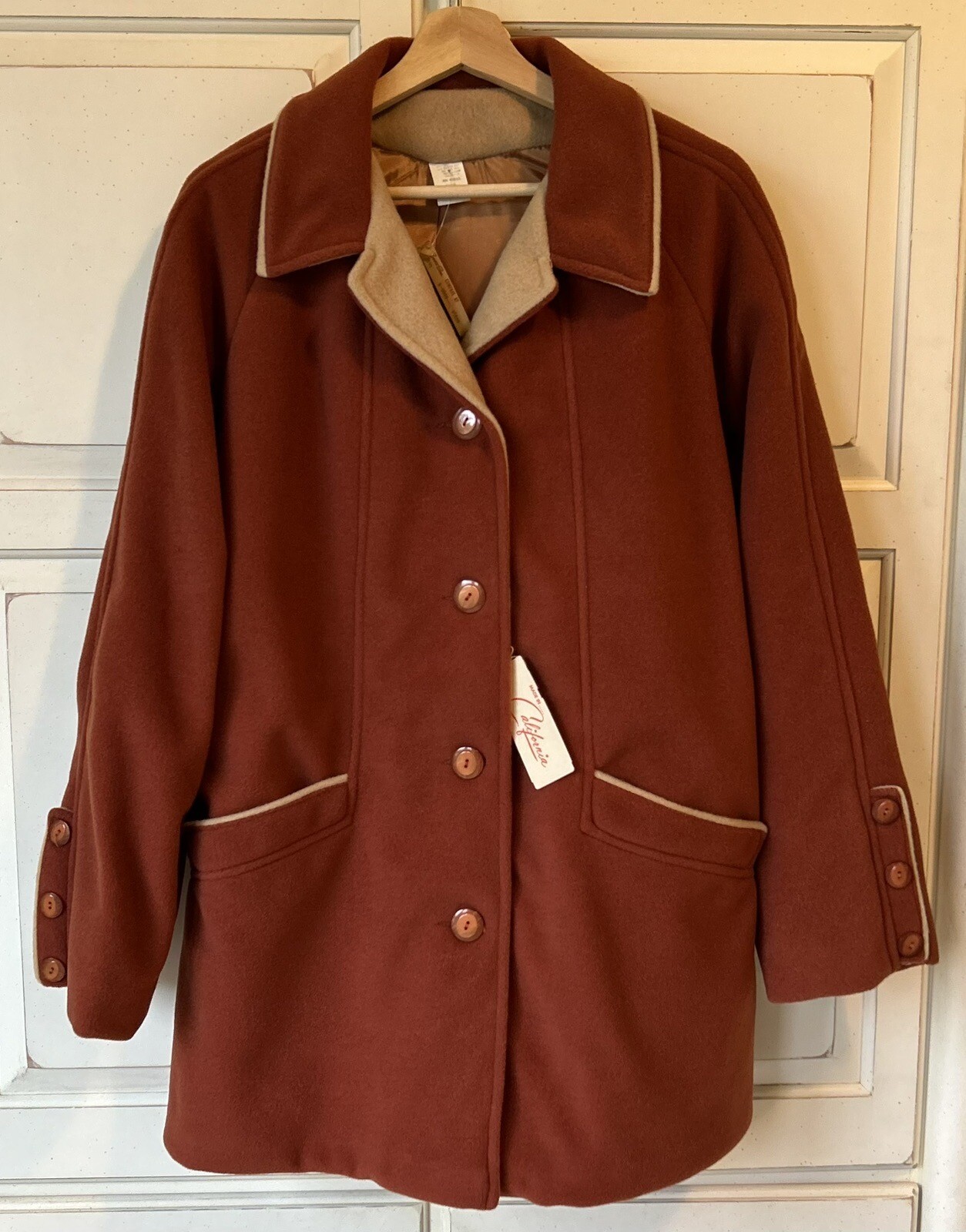 NOS VTG 1980s Orange Fleece Shell Lined Coat Sz 20.5 Cute + Cozy California