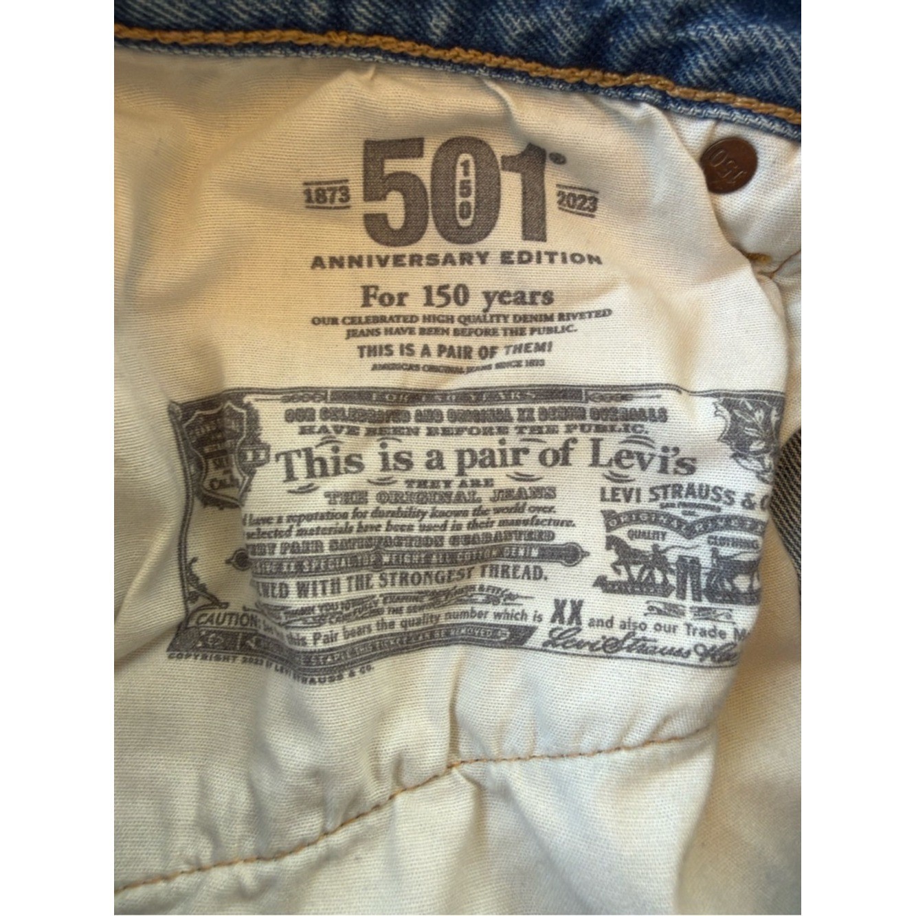 Special Anniversary Edition Levi&rsquo;s Blue Straight Leg Jeans with Heart Patch