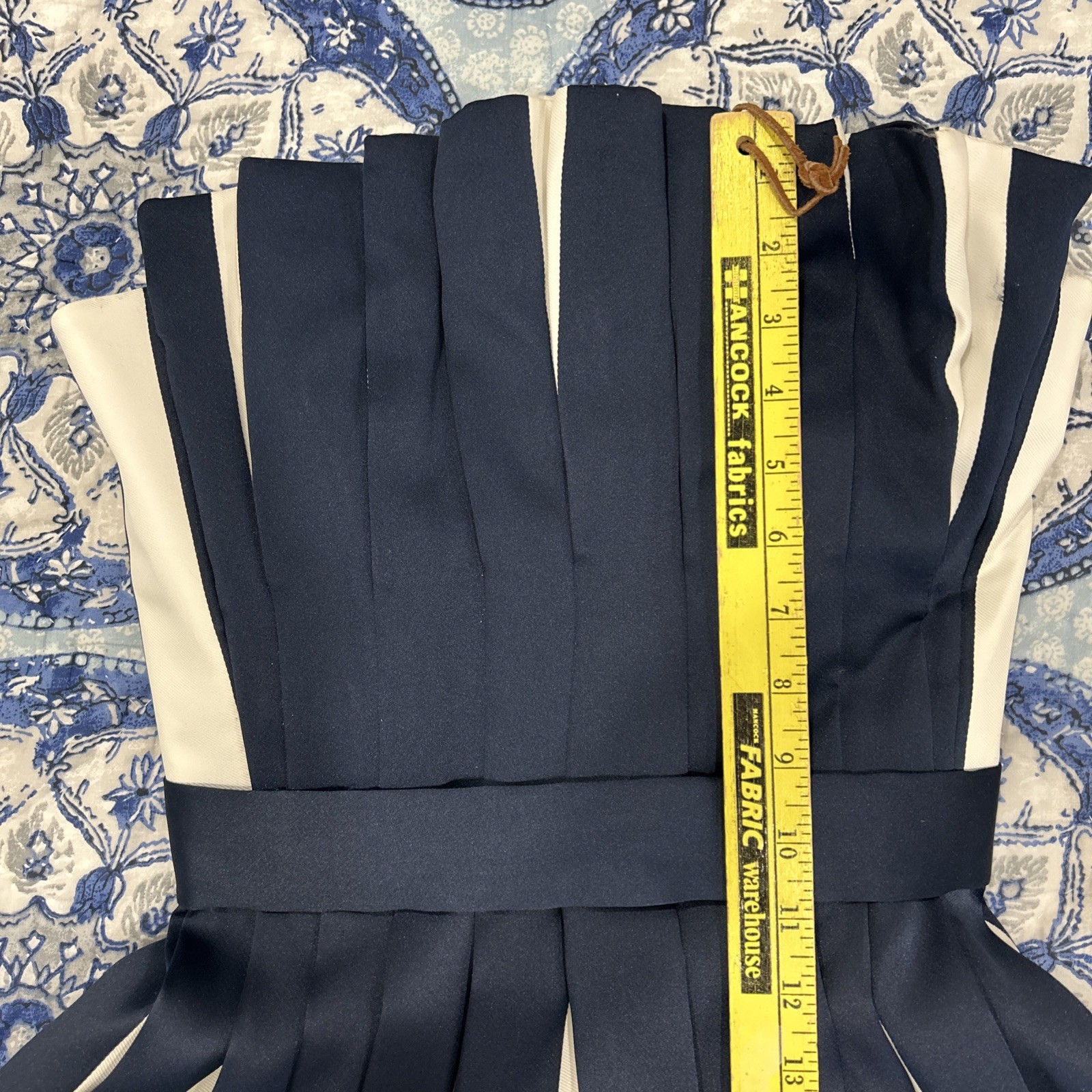 Vintage 80s Strapless Pleated Navy White Party Cocktail Evening Dress Size 4