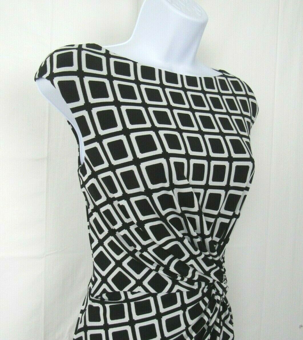 VTG 1990s 2000s RALPH LAUREN SIZE 6 MOD GEOMETRIC GATHERED STRETCH DRESS