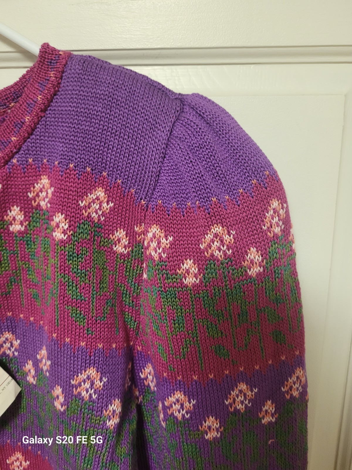 vintage NWT Cottagecore Cullinane 100% Cotton Pink and Purple Floral Cardigan