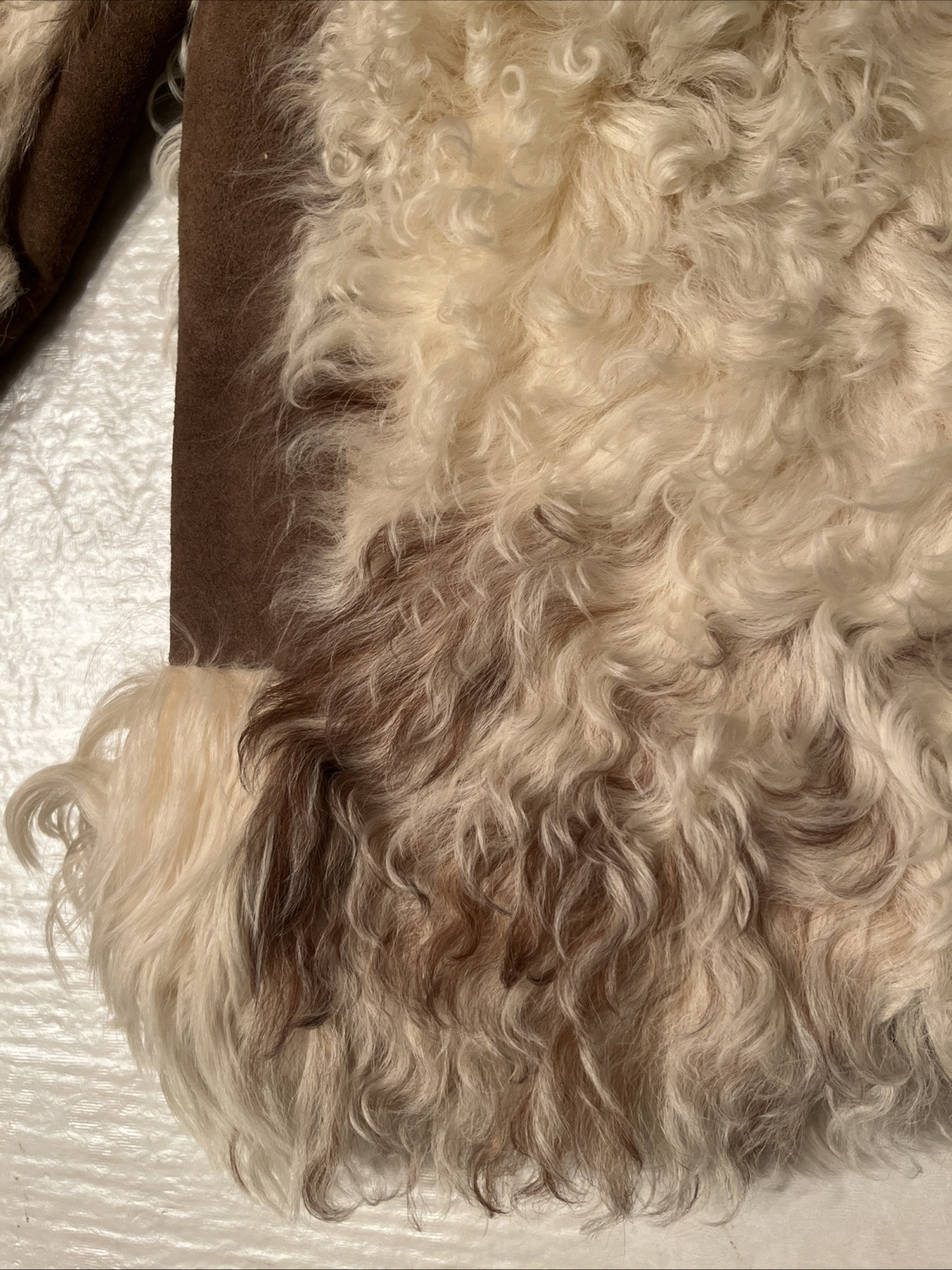 vtg MONGOLIAN SHEEPSKIN SHEARLING LAMBSKIN white fur coat SHEEP LAMB mob wife