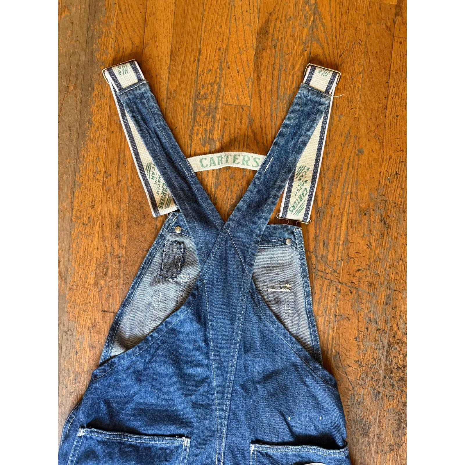 Vintage 70s Carters Denim Overalls | Patched Workwear Carpenter Coveralls | 28&Prime;