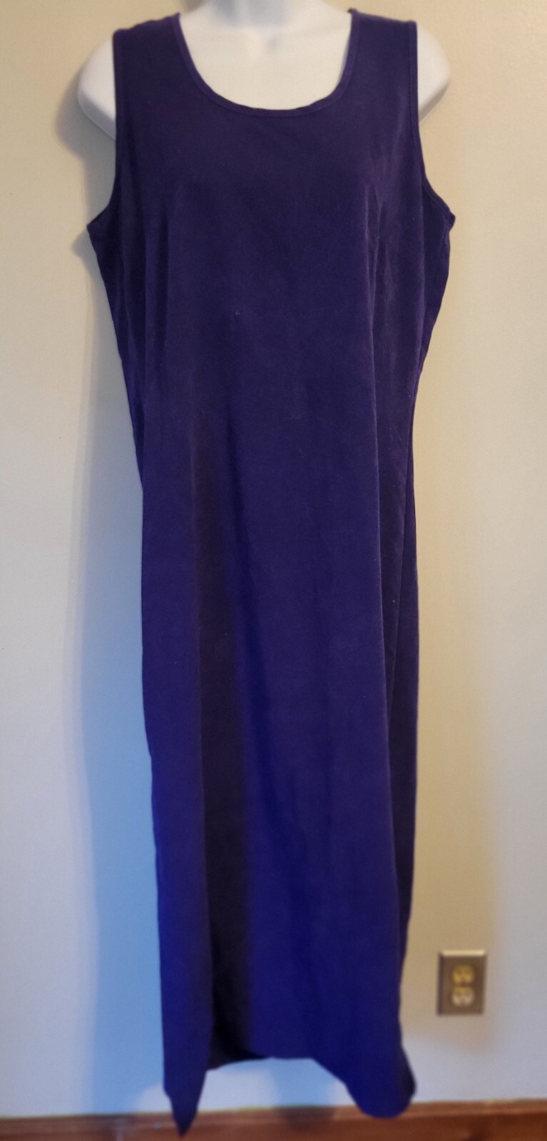 Vintage UNITS 2 Pc Purple Velvet Maxi Dress Button Up Top M L 80s
