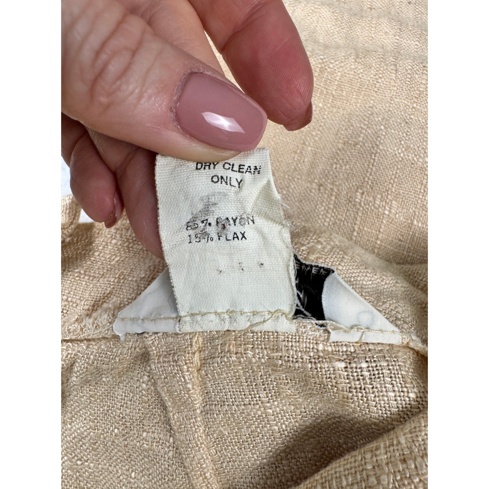 Vintage 70&rsquo;s Linen Blend Neutral Two Piece Skirt Set Tan Short Sleeve Top Midi