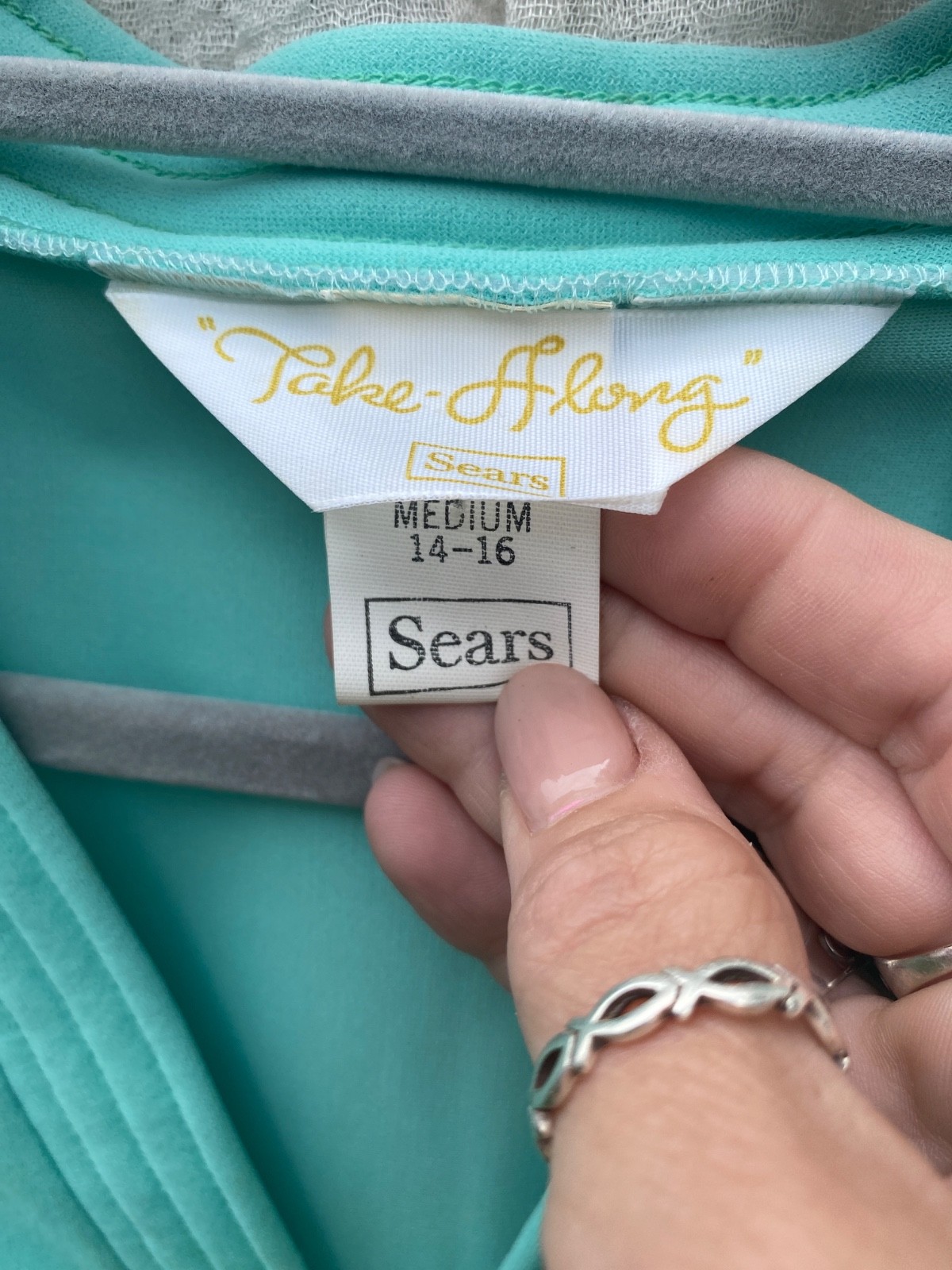 Vintage Sears take-along minty blue green full zip robe cover up caftan lounger