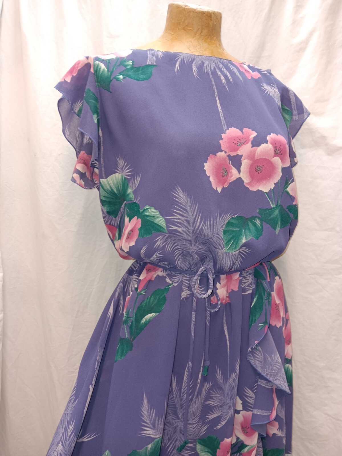 Vintage 1970&rsquo;s Lavender Pink Green White Romantic Dress by Ann Marie M