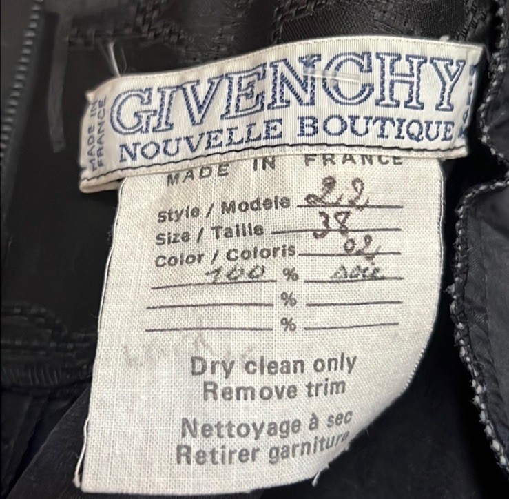 Rare Vintage GIVENCHY Nouvelle Black Puff Sleeve Dress Size 38 Made in France