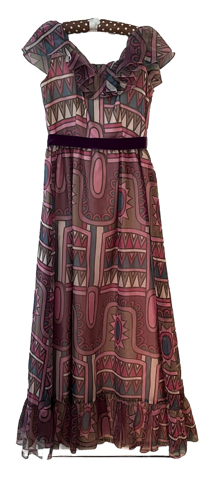 VTG Handmade Maxi Dress XS/S 60&rsquo;s 70&rsquo;s Sleeveless Floral Lined Fits S Hippy Boho