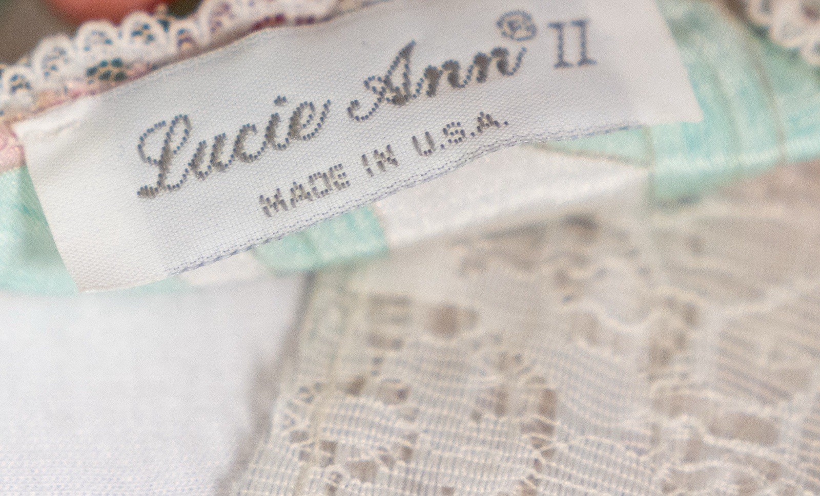 Lucie Ann II Floral Lace Trim Camisole Spaghetti Straps White Green Pink USA