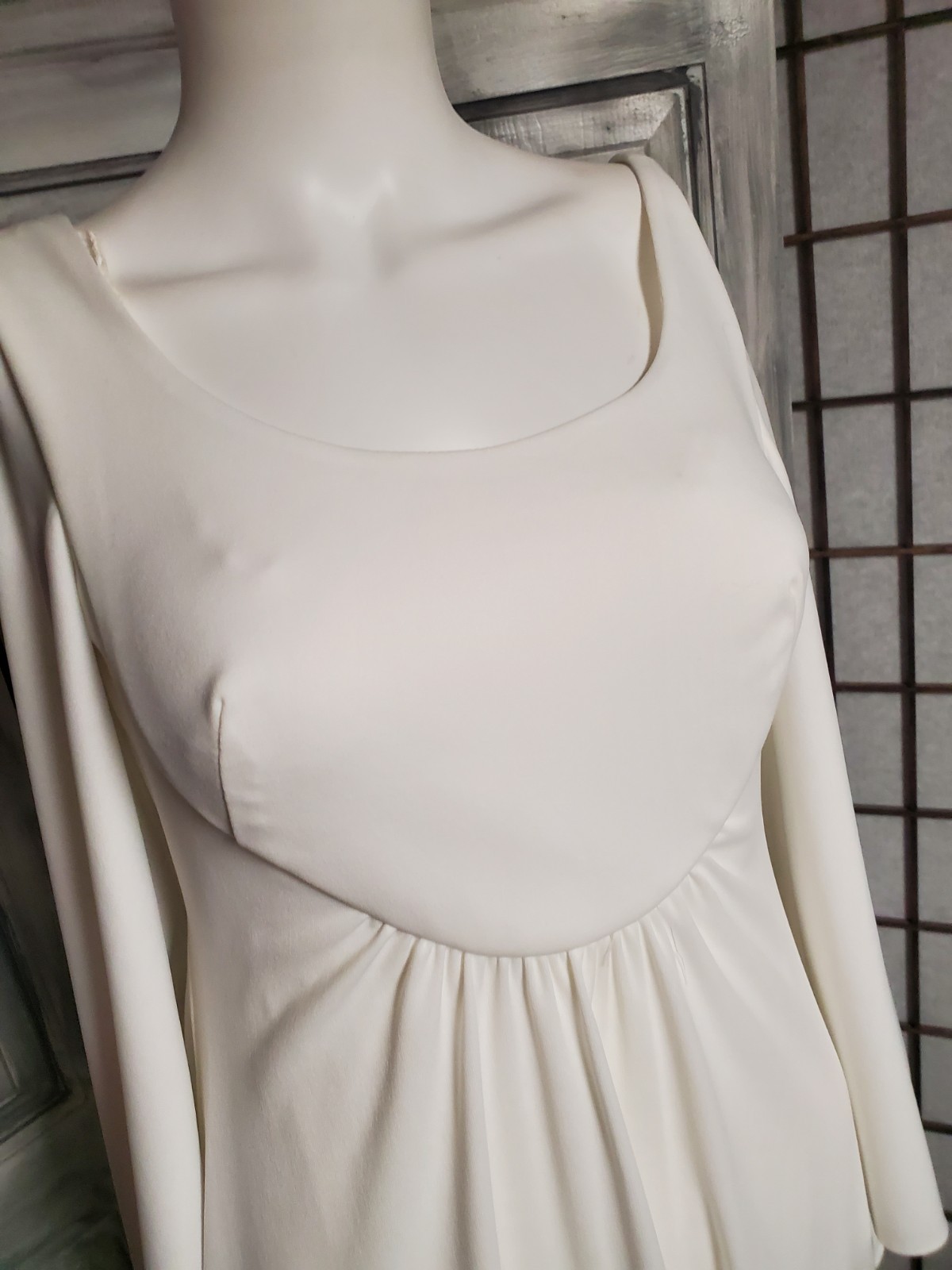 Vtg XS-S Wedding Dress 70s Full Angel Wing Sleeve boho medieval gothic Ooak gown