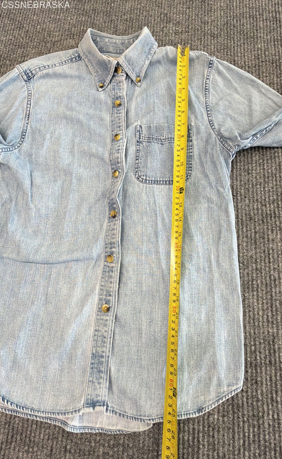 Vintage 90s L.L.Bean Women&rsquo;s Light Wash Denim Button Down Shirt Sz XS Regular