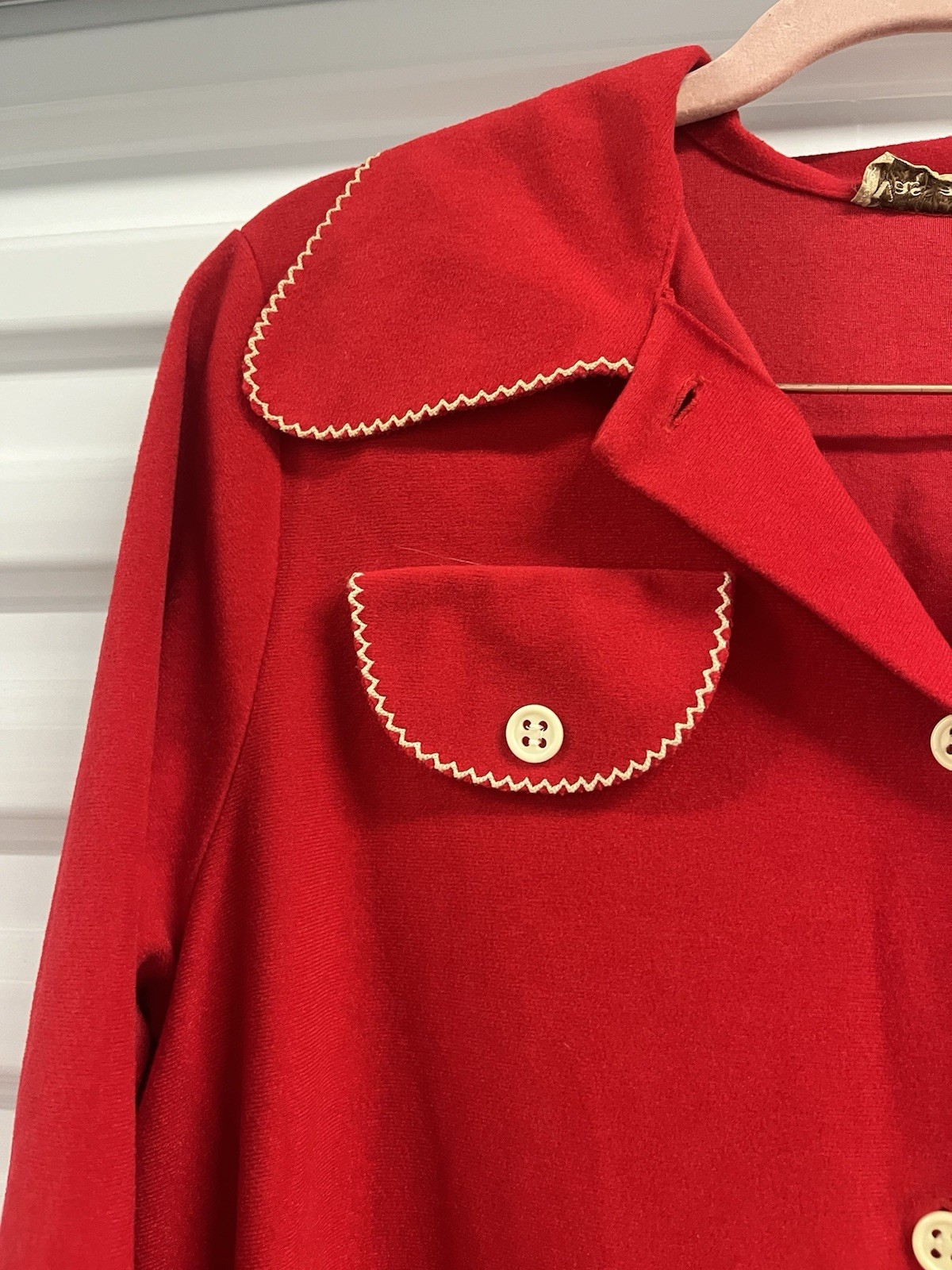 Red vintage 60s/70s fleece dress Rodeo western style cowgirl dress Vassarette
