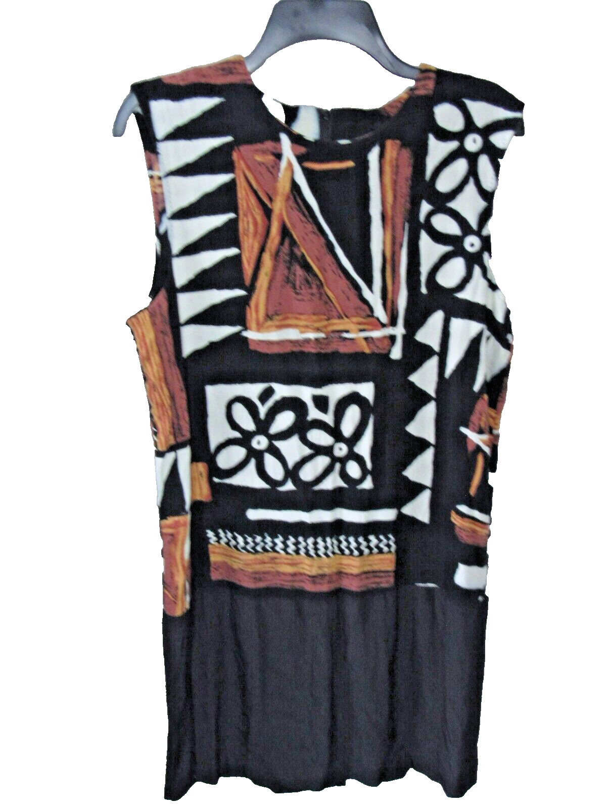 80s Mod Shift Dress Geometric Abstract Tribal Womens Size 12 TINA BARRIE Retro
