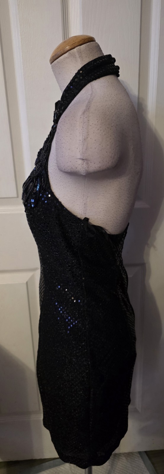Bari Jai Vtg Sequins Halter Dress