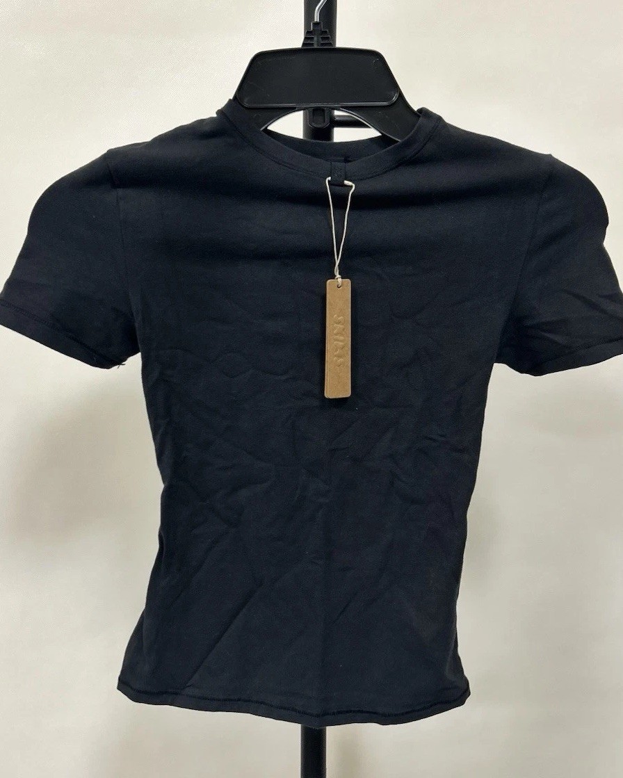 Skims Cotton Jersey Short Sleeved Tee – Soot – Size XS