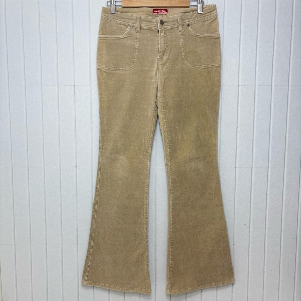 UNIONBAY Stretch Y2K Vintage Flare Beige Corduroy Pants Size 11