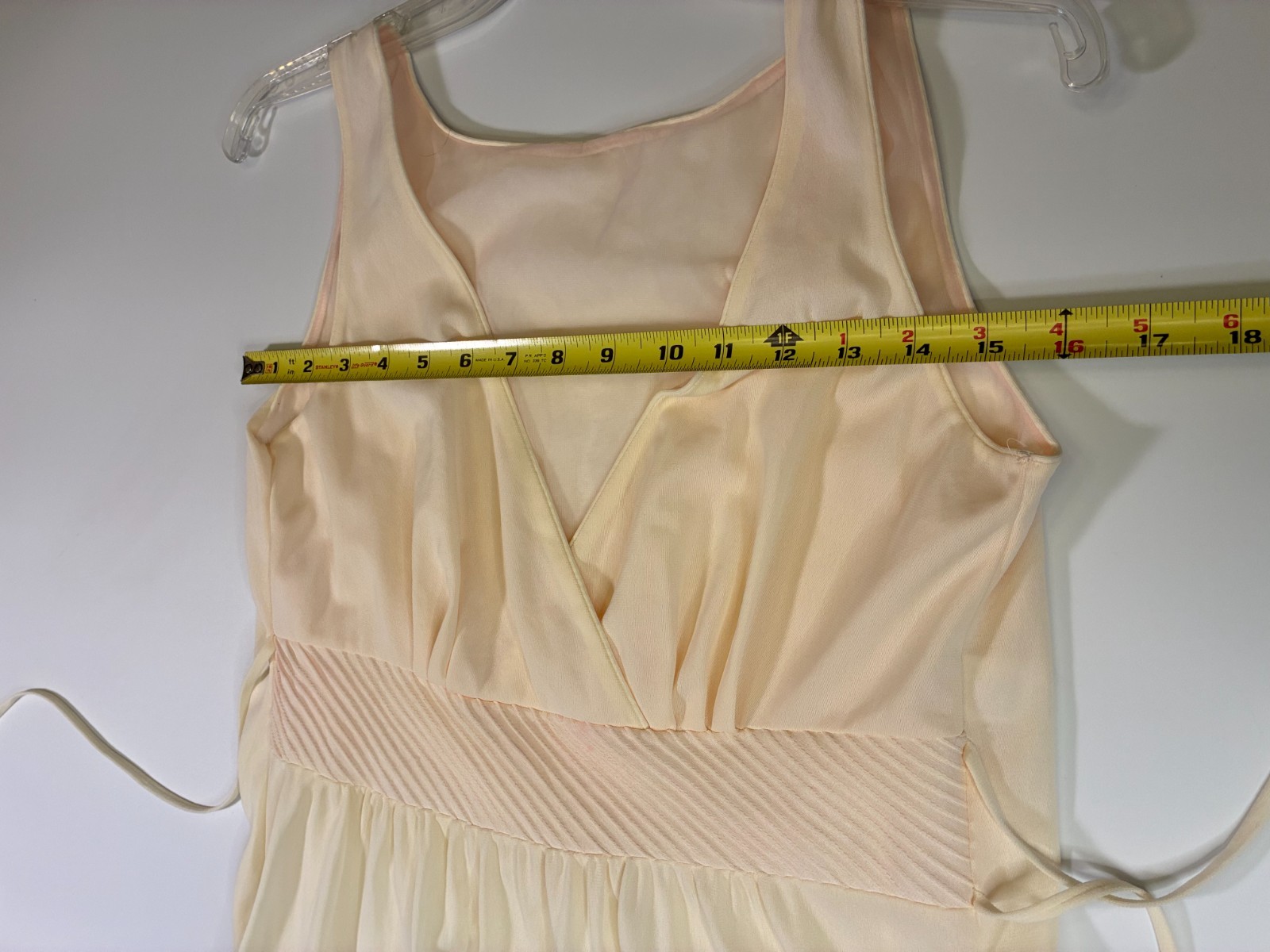 Vintage MISS ELAINE LONG GRECIAN NIGHTGOWN Small IVORY BLUSH Goddess Siren READ