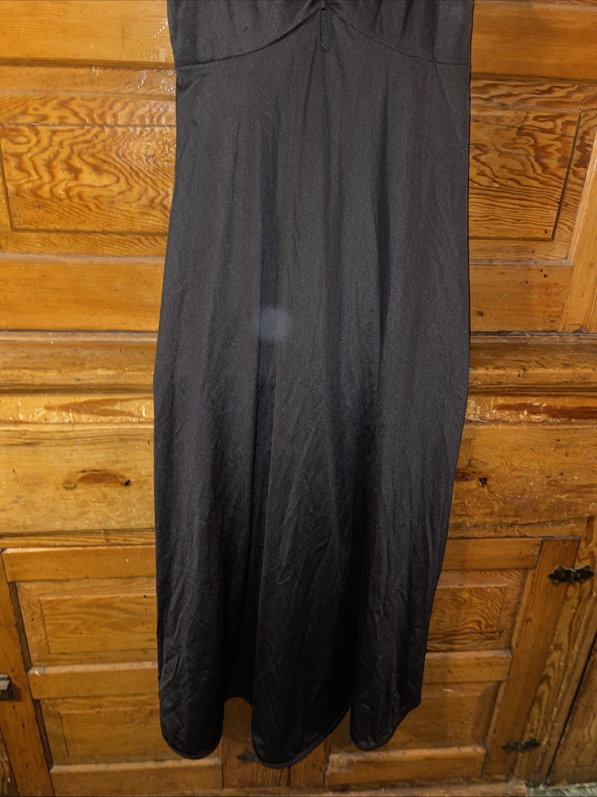 VTG Vanity Fair Sheer Negligee Nightgown Black Bust Sz 36 Tricot Nylon