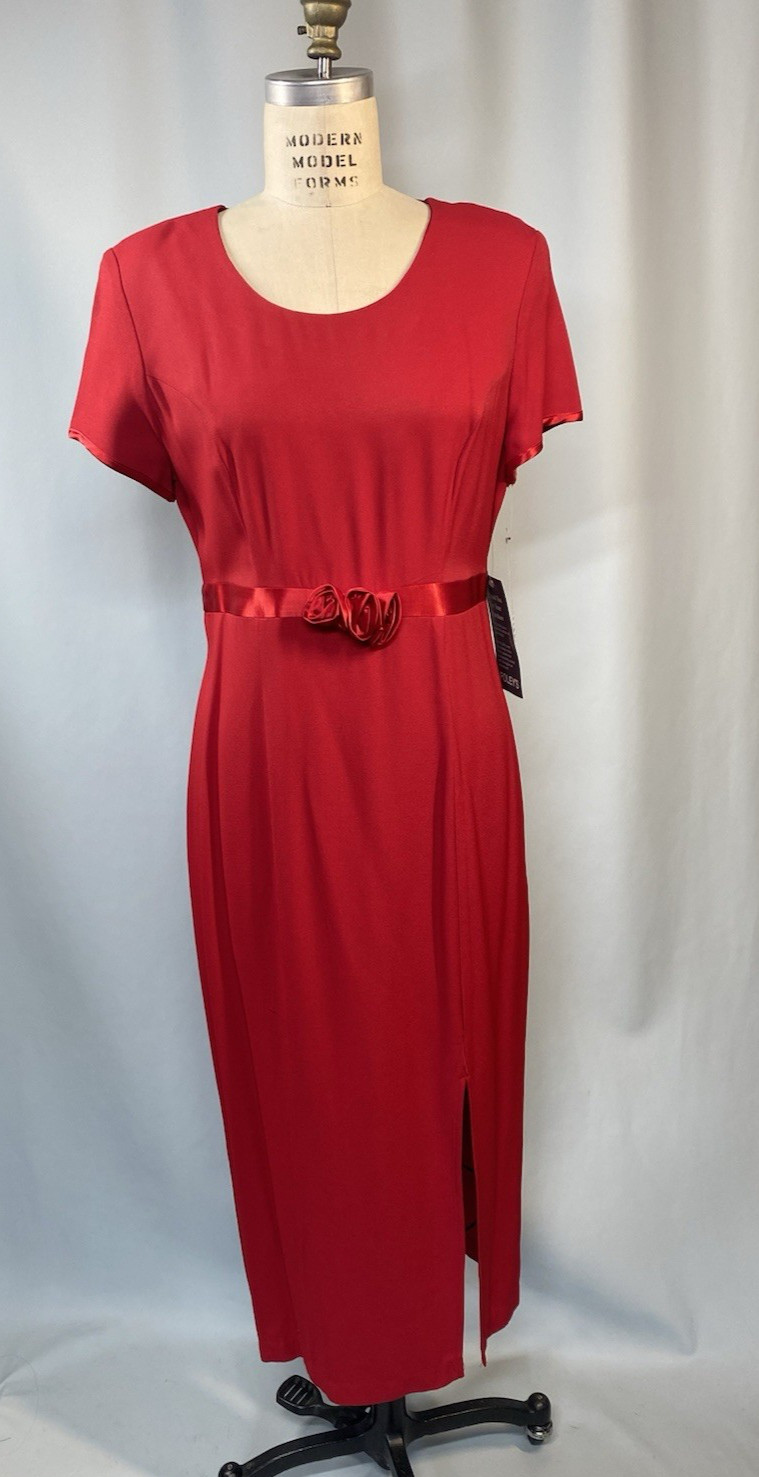 BYER STUDIO NEW NWT Vintage Red Dress SIZE 12 LARGE sheath 90s Y2K rayon long