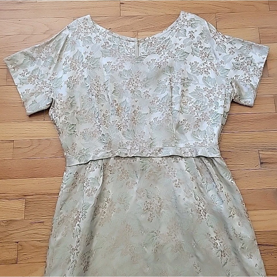 Robinsons California Bettermade Brocade Sheath Dress 14 Vintage Champagne Chic