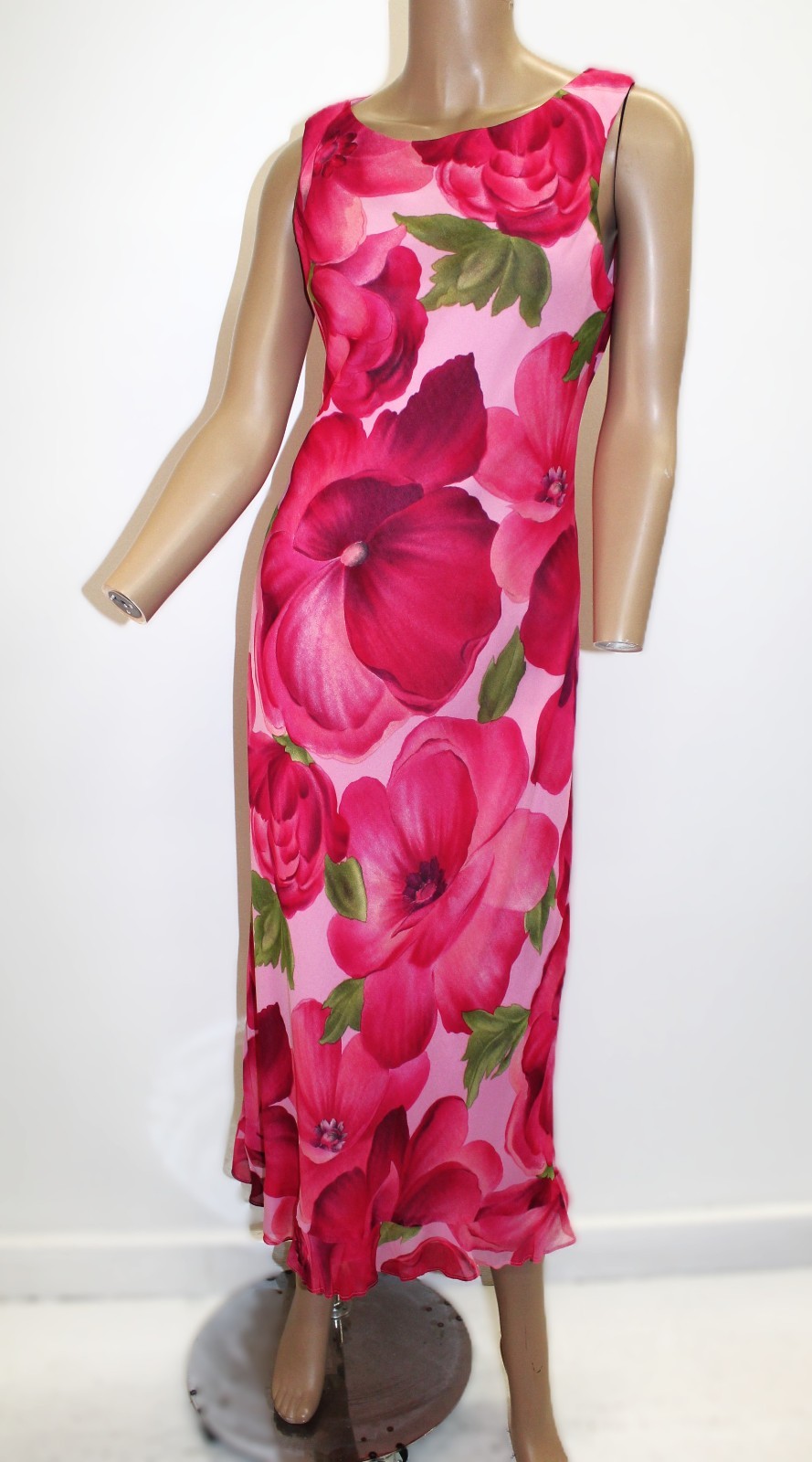 Harold&rsquo;s Vintage Pink Floral Print Maxi Dress, Sleeveless Pull On Lined Size 6