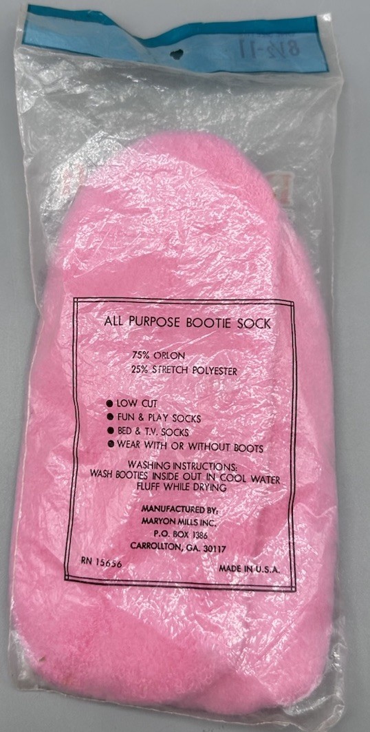 VTG Bootie Socks Womens Pink Downy Soft Puffs Made USA Size 8.5-11 New Old Stock