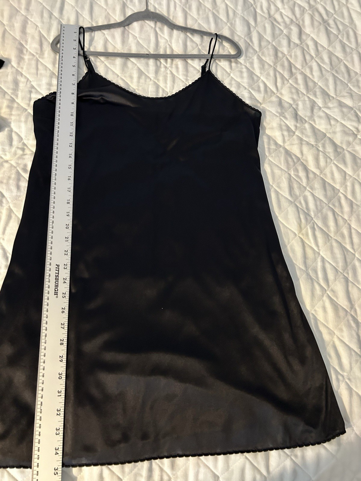 Vintage Vassarette Black Nylon Full Slip Dress 10-008 Size 38/44 90s Goth Grunge