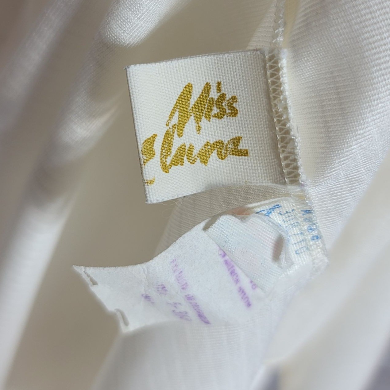 Miss Elaine Long Robe Peignoir Cream Large Lace Stripe ILGWU Nylon USA VTG READ
