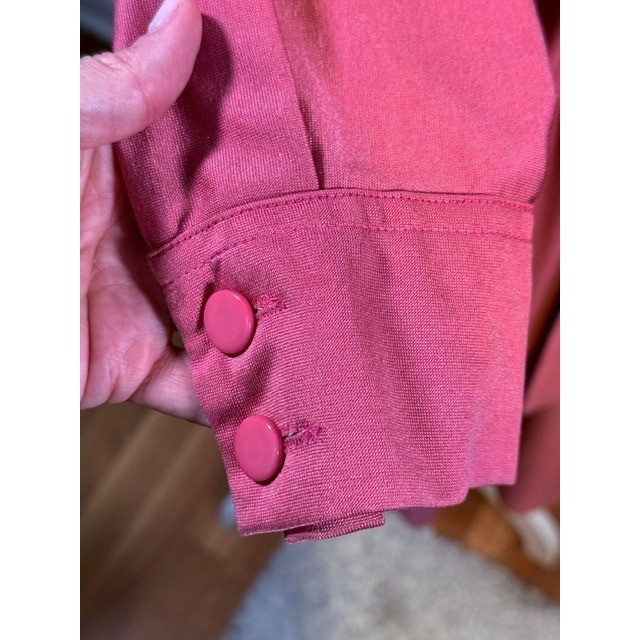 Lanvin Paris NY Vintage 70s Belted Midi Shirt Dress Size 14 Mauve Pink