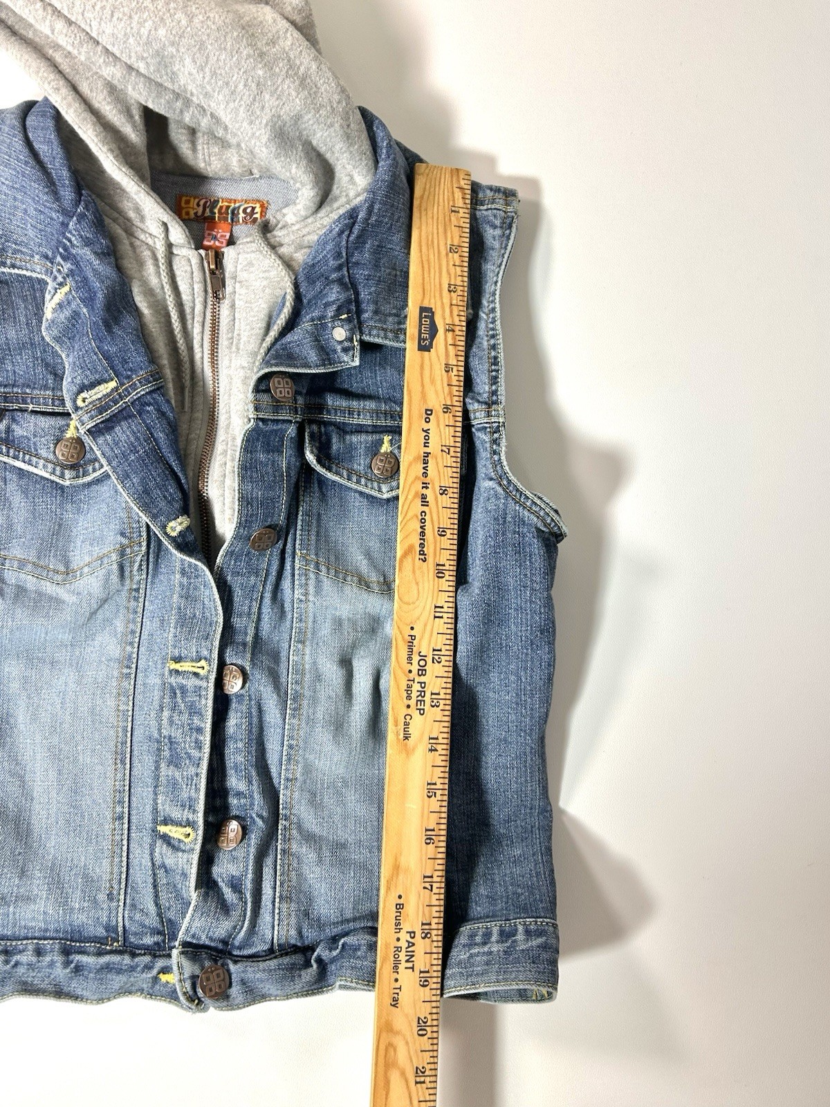 PLUGG Hooded Sweatshirt / Denim Layer Vest Size L Vintage Button Zip