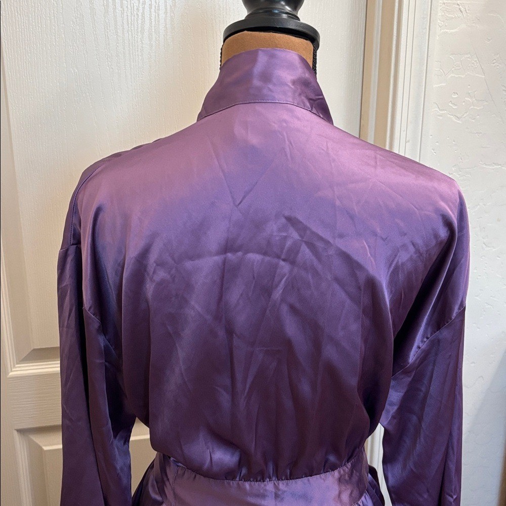 Victoria&rsquo;s Secret Vintage Purple Silky Short Robe Belted Pink Label 2001 Size OS