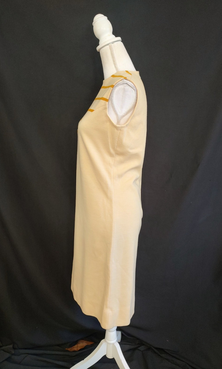 60s Vintage Dress Laura Aponte MCM Mod Space Age Shift Merino Wool Italy Beige L