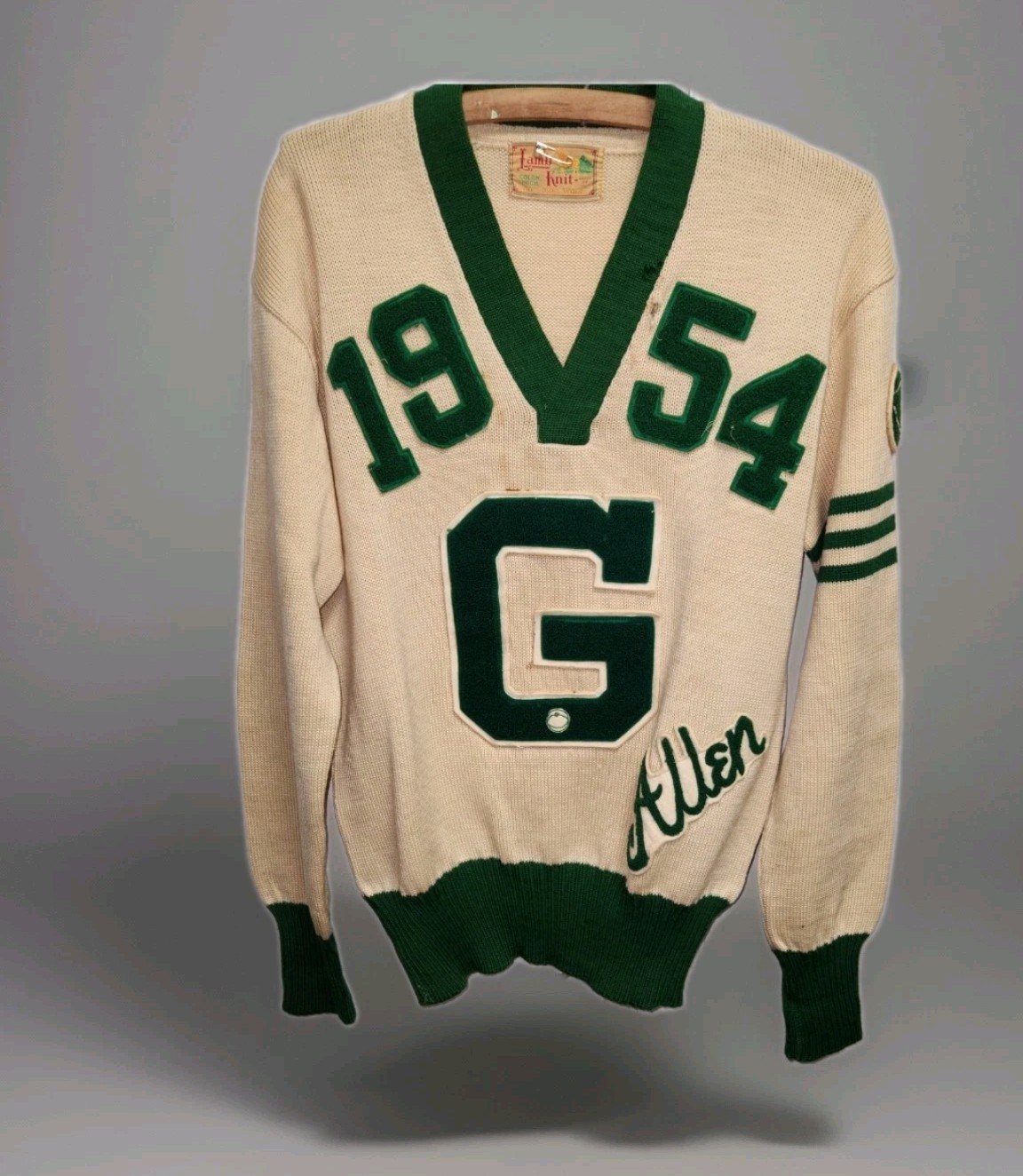 Vtg LAMB KNIT Goods Co 100% Wool Cardigan Letterman Varsity Sweater NEEDS REPAIR