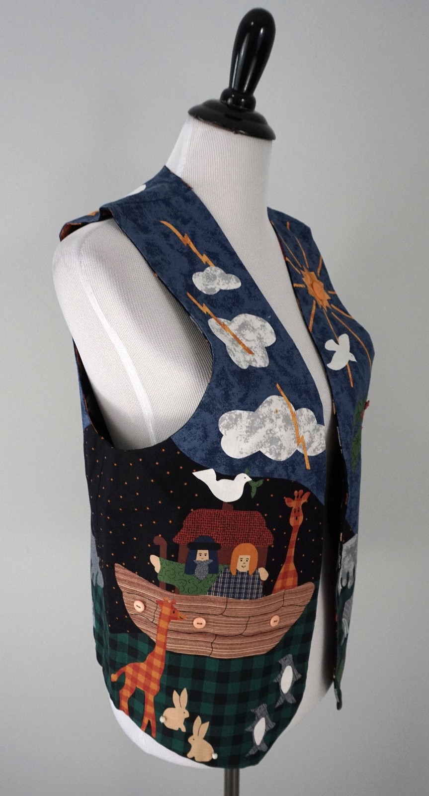 Vtg Handmade Noah&rsquo;s Ark Sunday School Teacher Fabric Vest One Size
