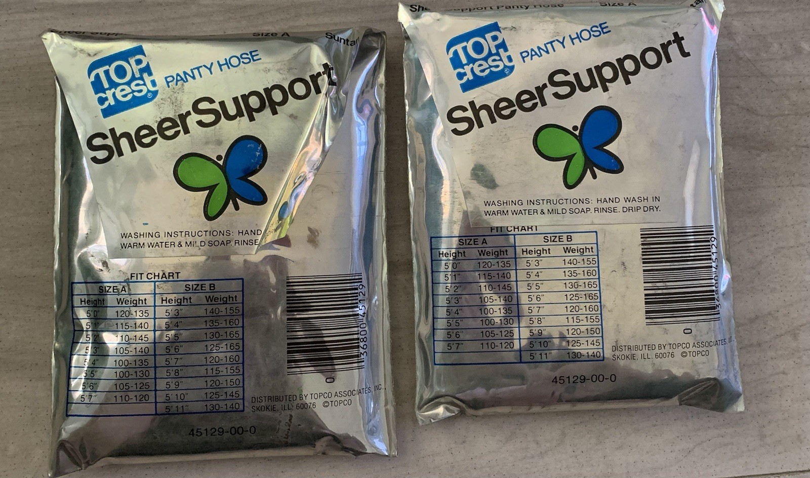 Vtg Top Crest Pantyhose Sheer Support Suntan Sz A Lot Of 2