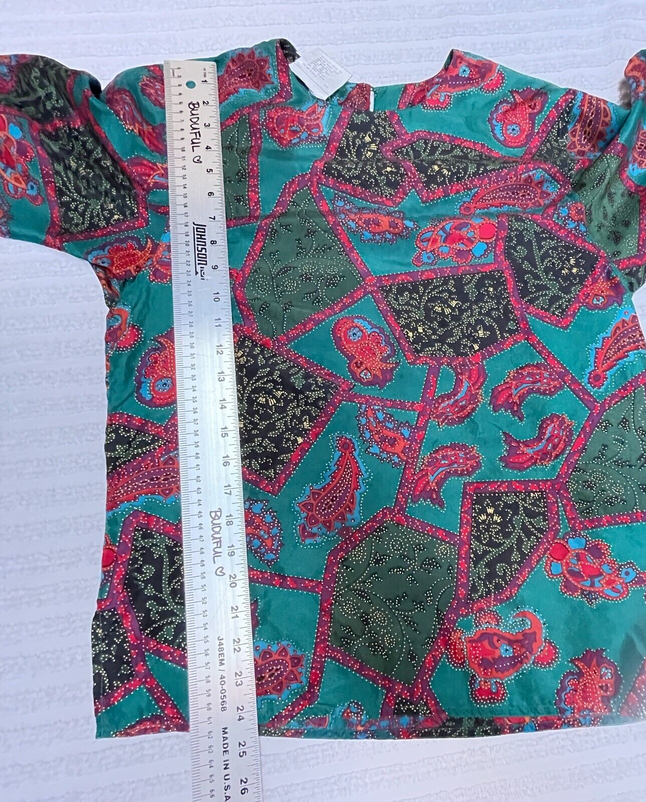 Rafaella Womens Small Long Sleeve Mixed Paisley Print Silk Blouse Top Multicolor