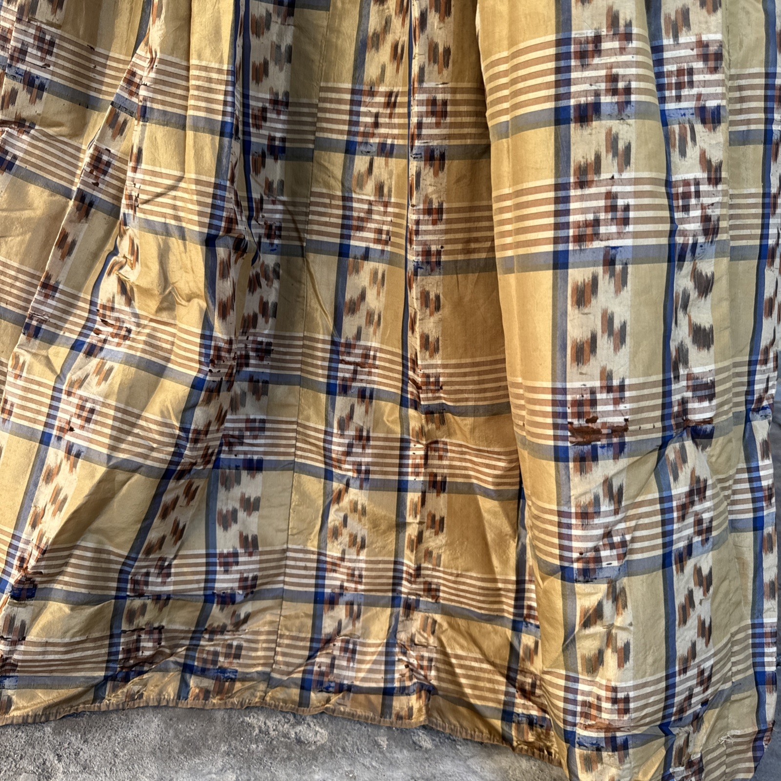 Antique Victorian Brown & Blue Plaid Silk Dress & Cape 1860s Vintage
