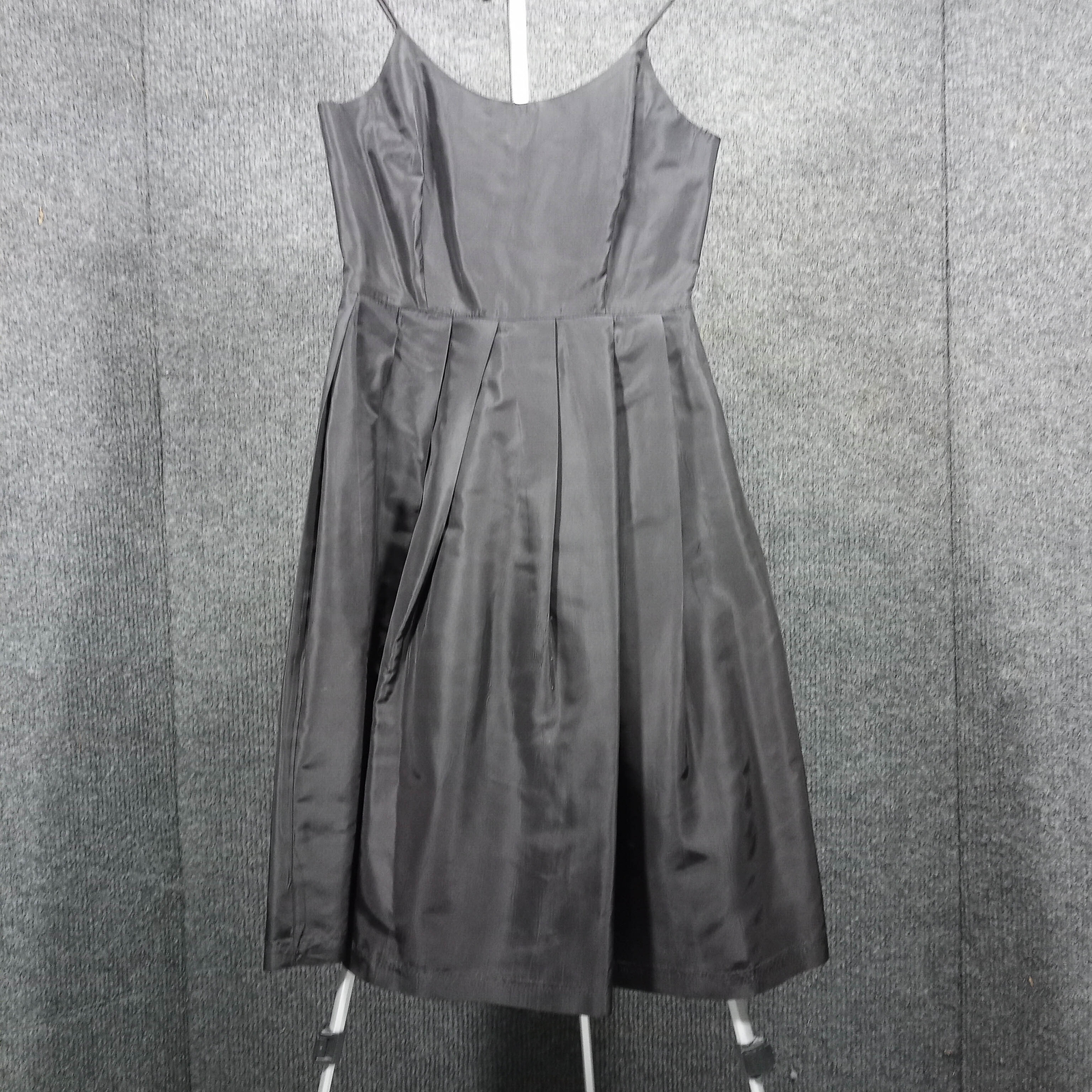 1950s Vintage Black Faille Box-Pleat Waist Detail Circle Dress