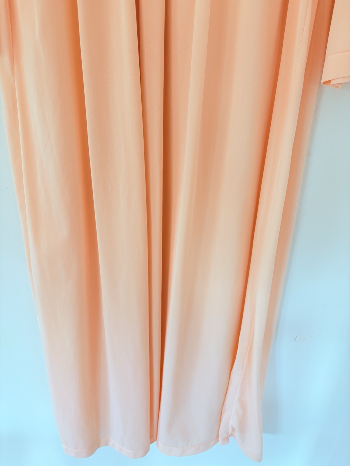 SHADOWLINE Light Peach Vtg Nightgown & Robe 2pc Set Sz L Nylon Floral Embroidery