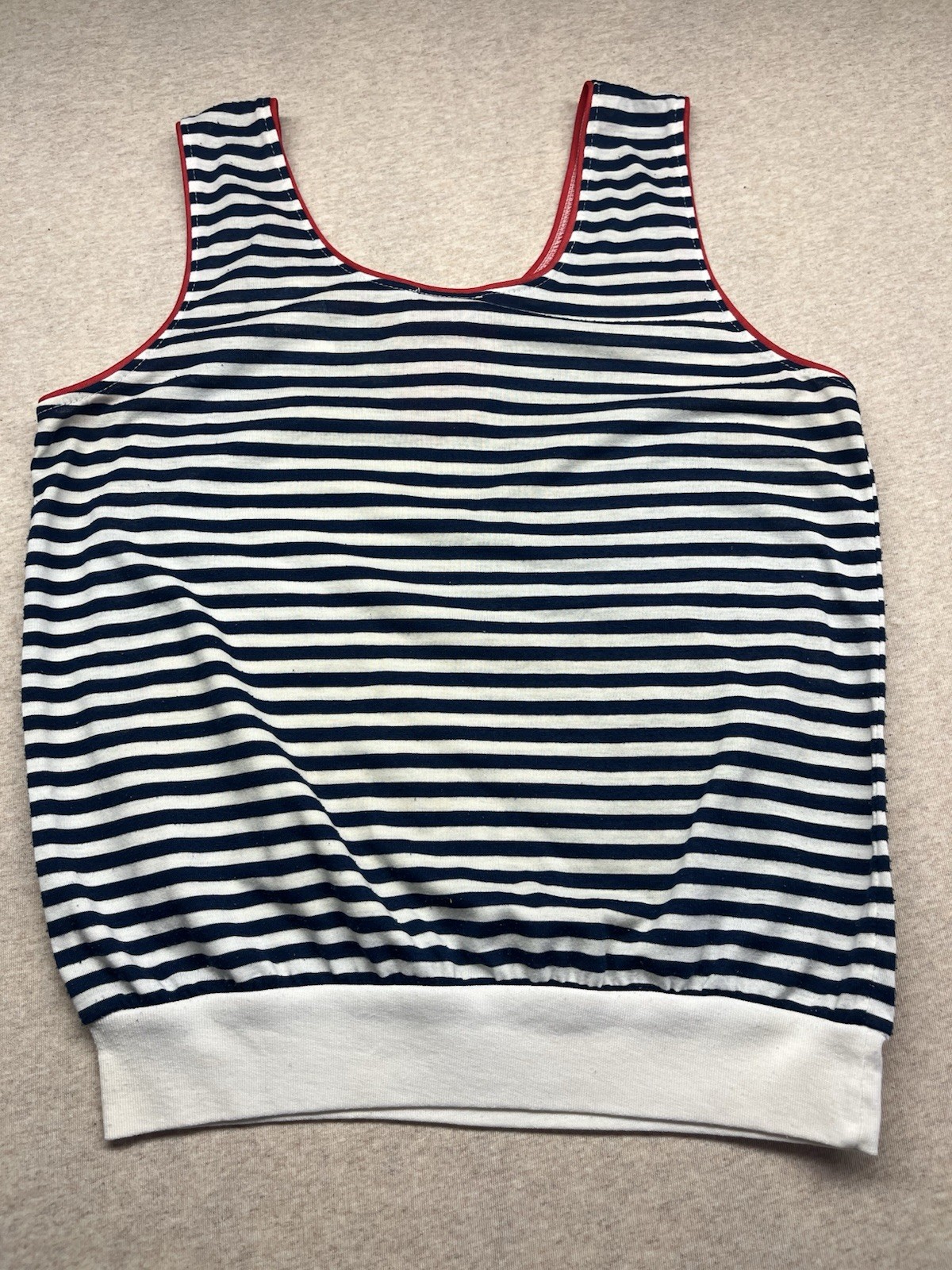 1980s Women’s Red Wht Blu Knit Tank Top
