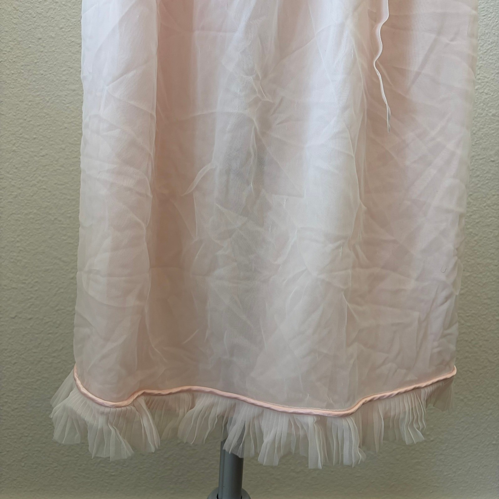 Charmode Nightgown Women 38 Pink Vintage Floral Embroidered Ruffle Sheer Sears