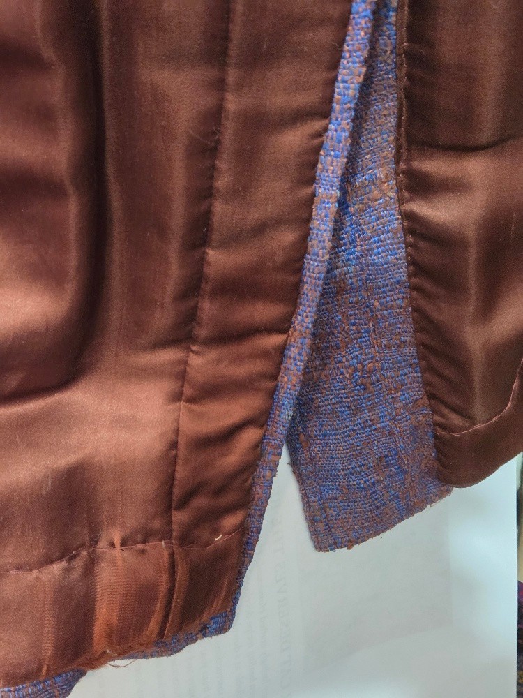 Vintage 1960s Custom Hong Kong Raw Silk Coat Plum & Rust Herald Tang