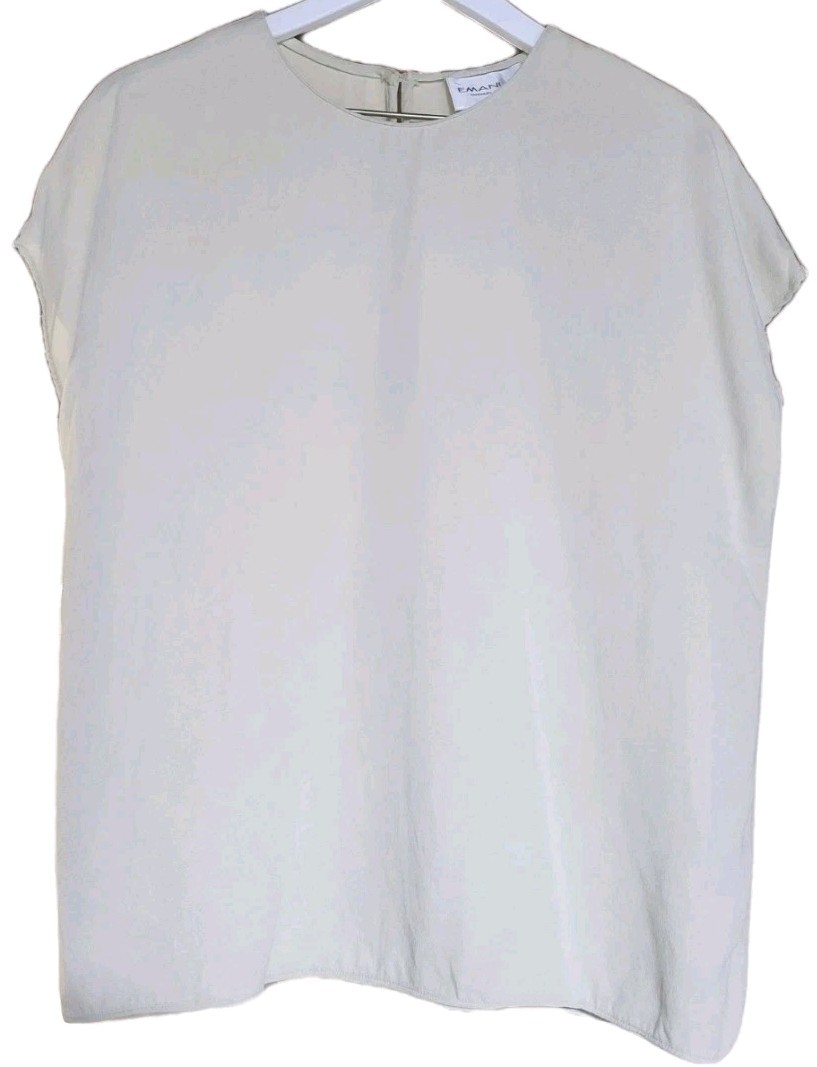 Vintage 80s Emanuel Ungaro 100% Silk Top Boxy Old Money Plus 16 Ivory Minimalist