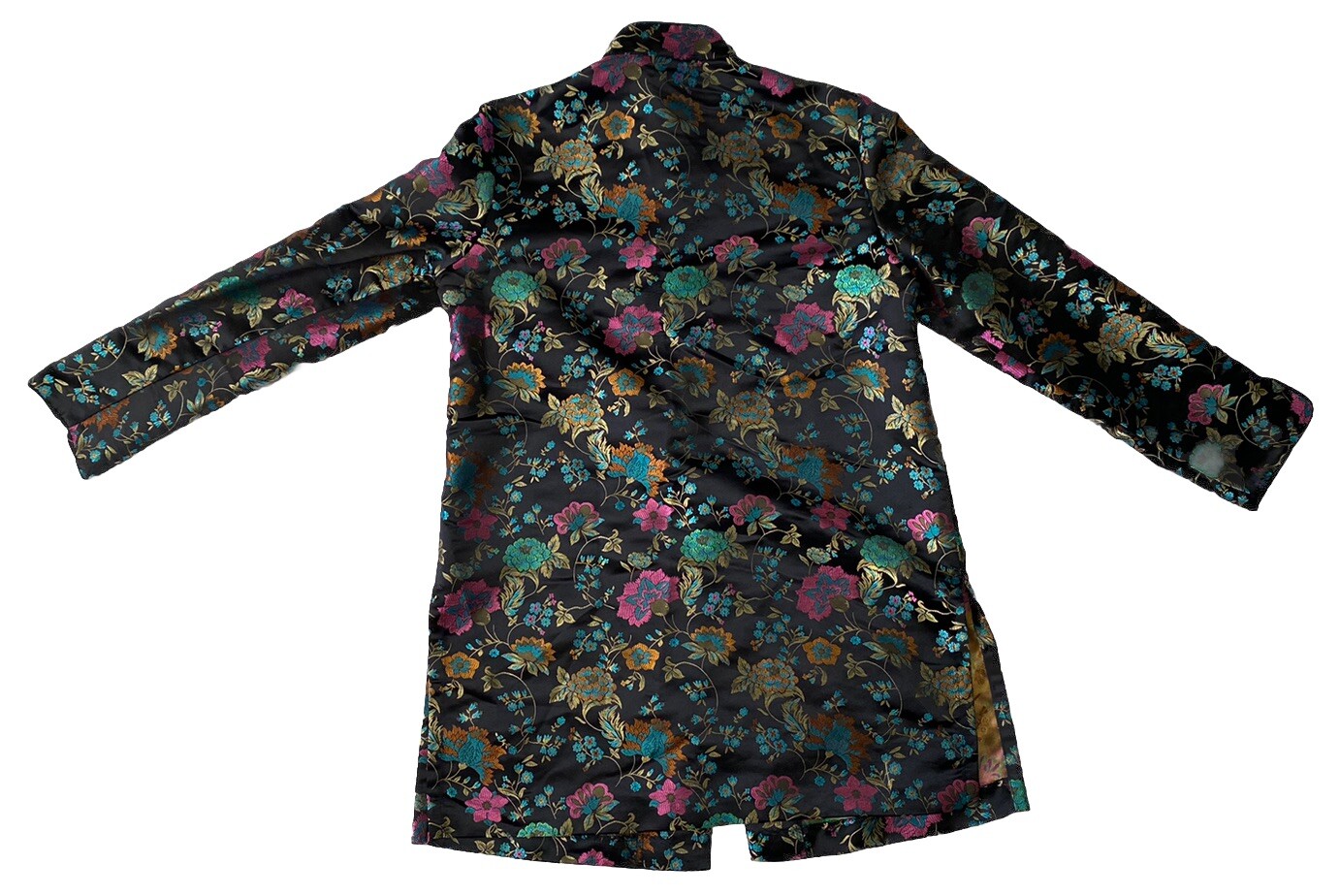 Vtg Industrie B Floral Kimono Jacket 🌸 Medium Black Rayon Blend Made in USA